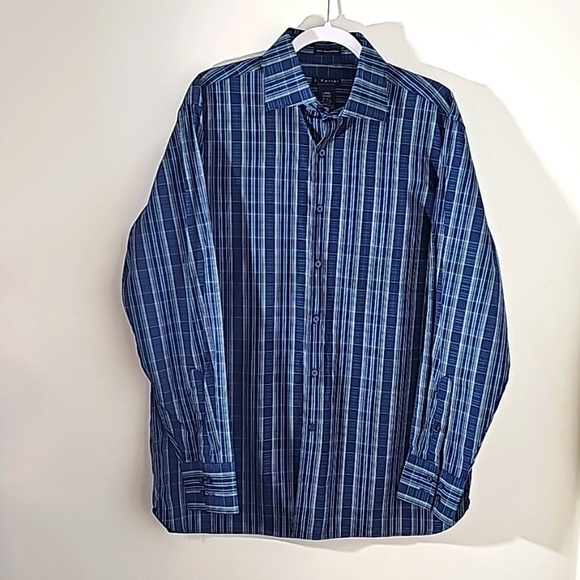 J.Ferrar modern fit. Blue and green plaid shirt. Long sleeves. 16-16.5.‎ - Picture 1 of 9